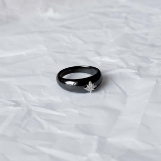 Родированное серебряное кольцо 925 пробы с керамикой. Родированные украшения дол. . фото 6