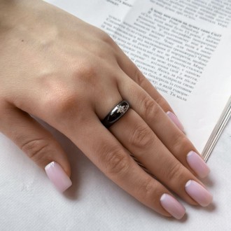 Родированное серебряное кольцо 925 пробы с керамикой. Родированные украшения дол. . фото 7