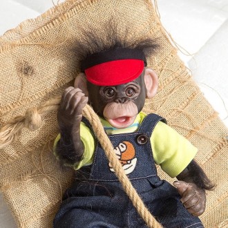 чудова лялька реборн-мавпочка з коттоновим тілом хлопчик Чіп. Чудовий вініл-силі. . фото 6