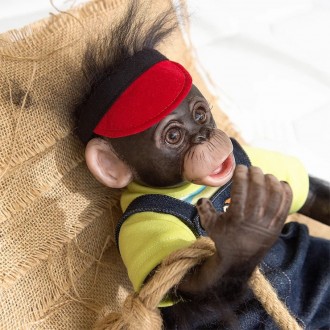 чудова лялька реборн-мавпочка з коттоновим тілом хлопчик Чіп. Чудовий вініл-силі. . фото 4