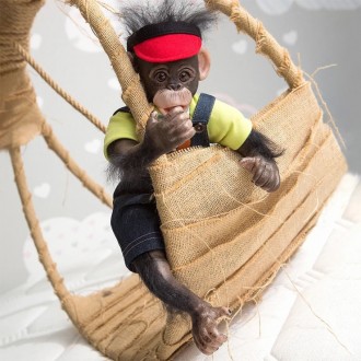чудова лялька реборн-мавпочка з коттоновим тілом хлопчик Чіп. Чудовий вініл-силі. . фото 3