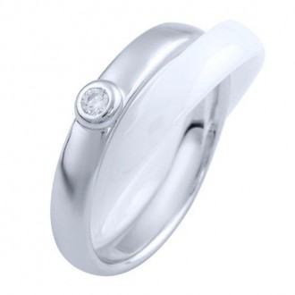 Родированное серебряное кольцо 925 пробы с керамикой. Родированные украшения дол. . фото 2