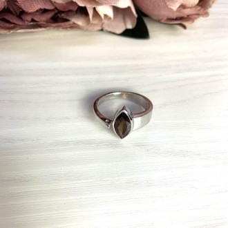 Родированное серебряное кольцо 925 пробы с натуральным гранатом 1.4ct. Родирован. . фото 3