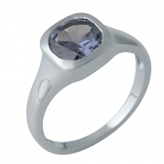 Родированное серебряное кольцо 925 пробы с александритом 2.462ct. Родированные у. . фото 2