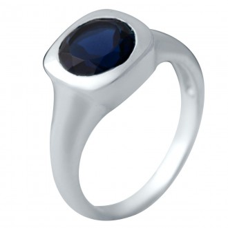 Родированное серебряное кольцо 925 пробы с сапфиром nano 1.577ct. Родированные у. . фото 2