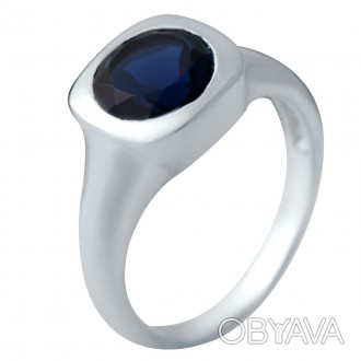 Родированное серебряное кольцо 925 пробы с сапфиром nano 1.577ct. Родированные у. . фото 1