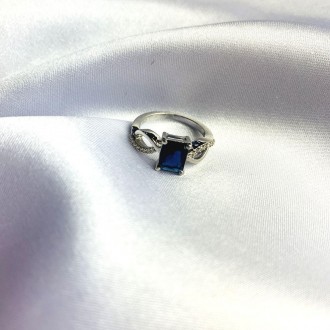Родированное серебряное кольцо 925 пробы с сапфиром nano 1.058ct. Родированные у. . фото 3