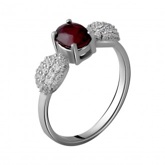 Родированное серебряное кольцо 925 пробы с натуральным рубином 1.865ct. Родирова. . фото 2