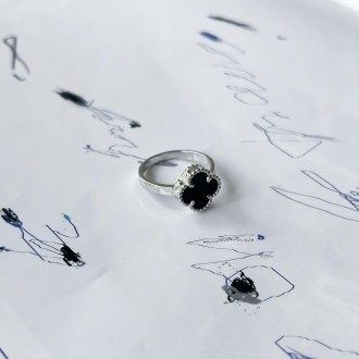 Родированное серебряное кольцо 925 пробы с натуральным ониксом. Родированные укр. . фото 6