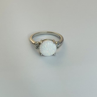 Родированное серебряное кольцо 925 пробы с опалом 1.73ct. Родированные украшения. . фото 3