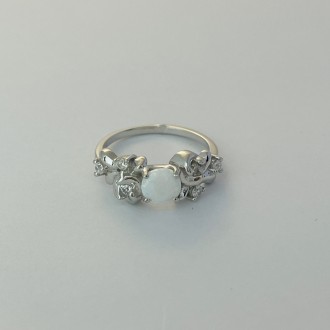 Родированное серебряное кольцо 925 пробы с опалом 0.325ct. Родированные украшени. . фото 3