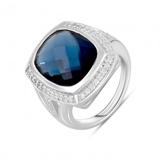 Родированное серебряное кольцо 925 пробы с искуственным танзанитом nano 8.794ct.. . фото 2