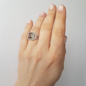 Родированное серебряное кольцо 925 пробы с мистик топазом 3.74ct. Родированные у. . фото 3