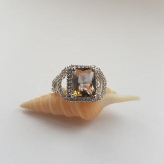 Родированное серебряное кольцо 925 пробы с мистик топазом 3.74ct. Родированные у. . фото 4