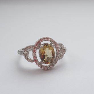 Родированное серебряное кольцо 925 пробы с мистик топазом 1.53ct. Родированные у. . фото 3