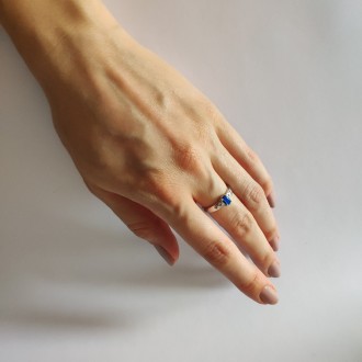 Родированное серебряное кольцо 925 пробы с опалом 0.396ct. Родированные украшени. . фото 3