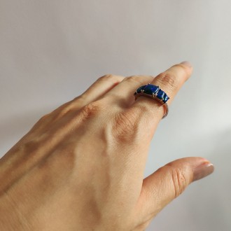 Родированное серебряное кольцо 925 пробы с опалом 1.446ct. Родированные украшени. . фото 4