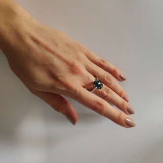 Родированное серебряное кольцо 925 пробы с топазом Лондон Блю 4.408ct. Родирован. . фото 3