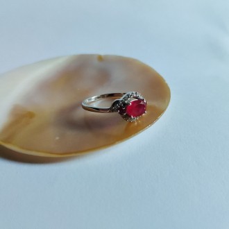 Родированное серебряное кольцо 925 пробы с натуральным рубином 1.344ct. Родирова. . фото 5