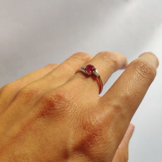 Родированное серебряное кольцо 925 пробы с натуральным рубином 0.756ct. Родирова. . фото 4