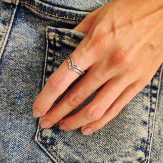 Родированное серебряное кольцо 925 пробы без камней. Родированные украшения доль. . фото 4