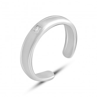 Родированное серебряное кольцо 925 пробы с фианитами. Родированные украшения дол. . фото 2