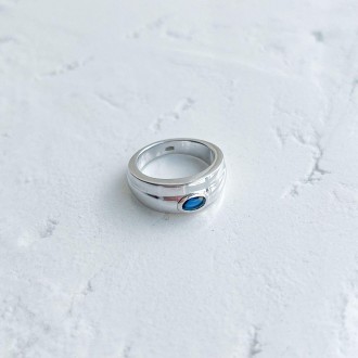 Родированное серебряное кольцо 925 пробы с сапфиром nano 0.3ct. Родированные укр. . фото 3