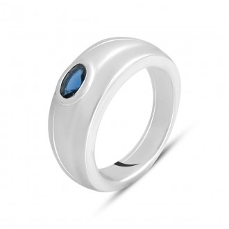 Родированное серебряное кольцо 925 пробы с сапфиром nano 0.3ct. Родированные укр. . фото 2