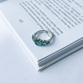 Родированное серебряное кольцо 925 пробы с аквамарином nano 1.202ct. Родированны. . фото 4