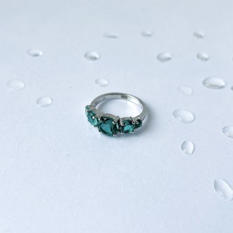 Родированное серебряное кольцо 925 пробы с аквамарином nano 1.202ct. Родированны. . фото 3