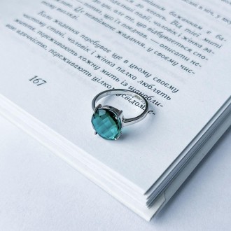 Родированное серебряное кольцо 925 пробы с аквамарином nano 4.005ct. Родированны. . фото 4