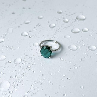 Родированное серебряное кольцо 925 пробы с аквамарином nano 4.005ct. Родированны. . фото 3