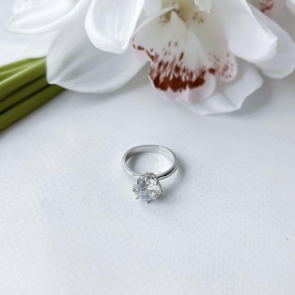 Родированное серебряное кольцо 925 пробы с фианитами. Родированные украшения дол. . фото 5