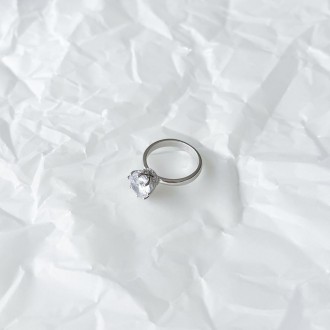 Родированное серебряное кольцо 925 пробы с фианитами. Родированные украшения дол. . фото 9