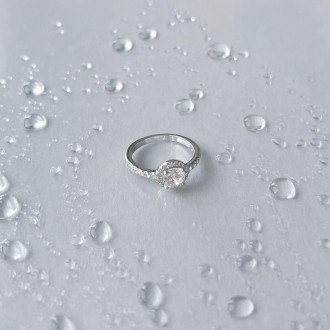 Родированное серебряное кольцо 925 пробы с фианитами. Родированные украшения дол. . фото 3