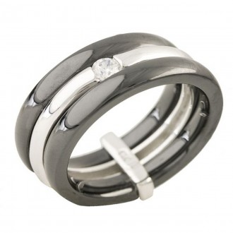 Родированное серебряное кольцо 925 пробы с керамикой. Родированные украшения дол. . фото 2