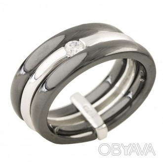 Родированное серебряное кольцо 925 пробы с керамикой. Родированные украшения дол. . фото 1