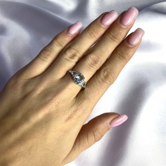 Родированное серебряное кольцо 925 пробы с натуральным топазом 2.192ct. Родирова. . фото 4