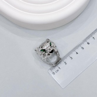 Родированное серебряное кольцо 925 пробы с фианитами, емаллю. Родированные украш. . фото 7