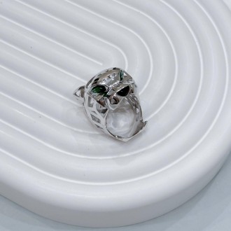 Родированное серебряное кольцо 925 пробы с фианитами, емаллю. Родированные украш. . фото 8