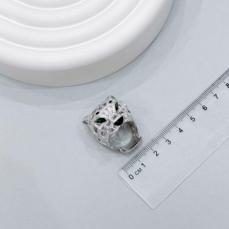 Родированное серебряное кольцо 925 пробы с фианитами, емаллю. Родированные украш. . фото 11