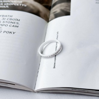 Родированное серебряное кольцо 925 пробы с керамикой. Родированные украшения дол. . фото 4