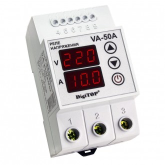 Захисне реле з контролем струму та напруги VA-50A на DIN-рейку, 50 А, 1100 Вт, 120-270 В, тримодульне. Дніпро. фото 1 Захисне реле з контролем струму та напруги VA-50A на DIN-рейку, 50 А, 1100 Вт, 120-270 В, тримодульне. Дніпро. фото 1
