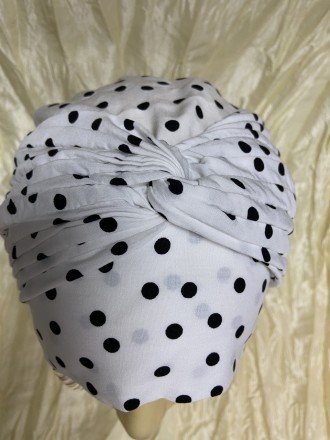 Літня бандана-шапка-чалма-косинка з бавовни з об'ємним широким плетінням у формі. . фото 3