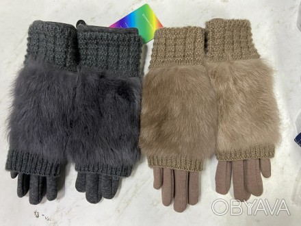 Красивые ,тёплые, комфортные ,трикотажные перчатки двойка на байке с шерстяными . . фото 1
