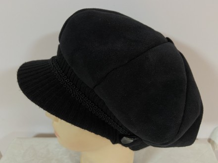 Женская зимняя чёрная кепка эко дубляжа с добавкой трикотажного довяза ,тёплая ,. . фото 3