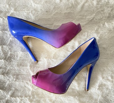 Брендовые лаковые туфли лаковые женские на высоком каблуке 12 см с открытым носк. . фото 2