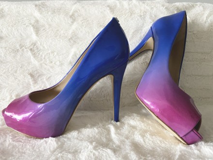 Брендовые лаковые туфли лаковые женские на высоком каблуке 12 см с открытым носк. . фото 10