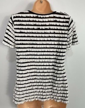 
Жіноча футболка-блузка морячка з еластичного трикотажу в чорно-білу смужку з др. . фото 4