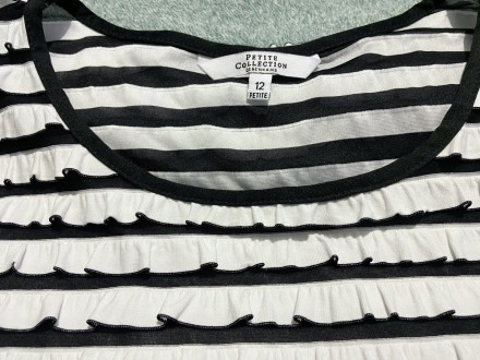 
Женская футболка-блузка морячка из эластичного трикотажа в чёрно-белую полоску . . фото 6